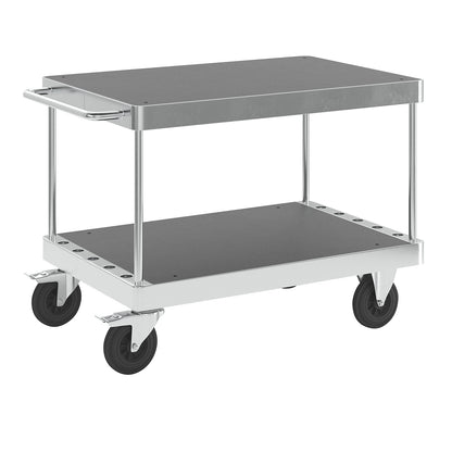 JUMBO zinc plated workshop trolley, LxWxH 1335 x 800 x 300 mm, with stops.