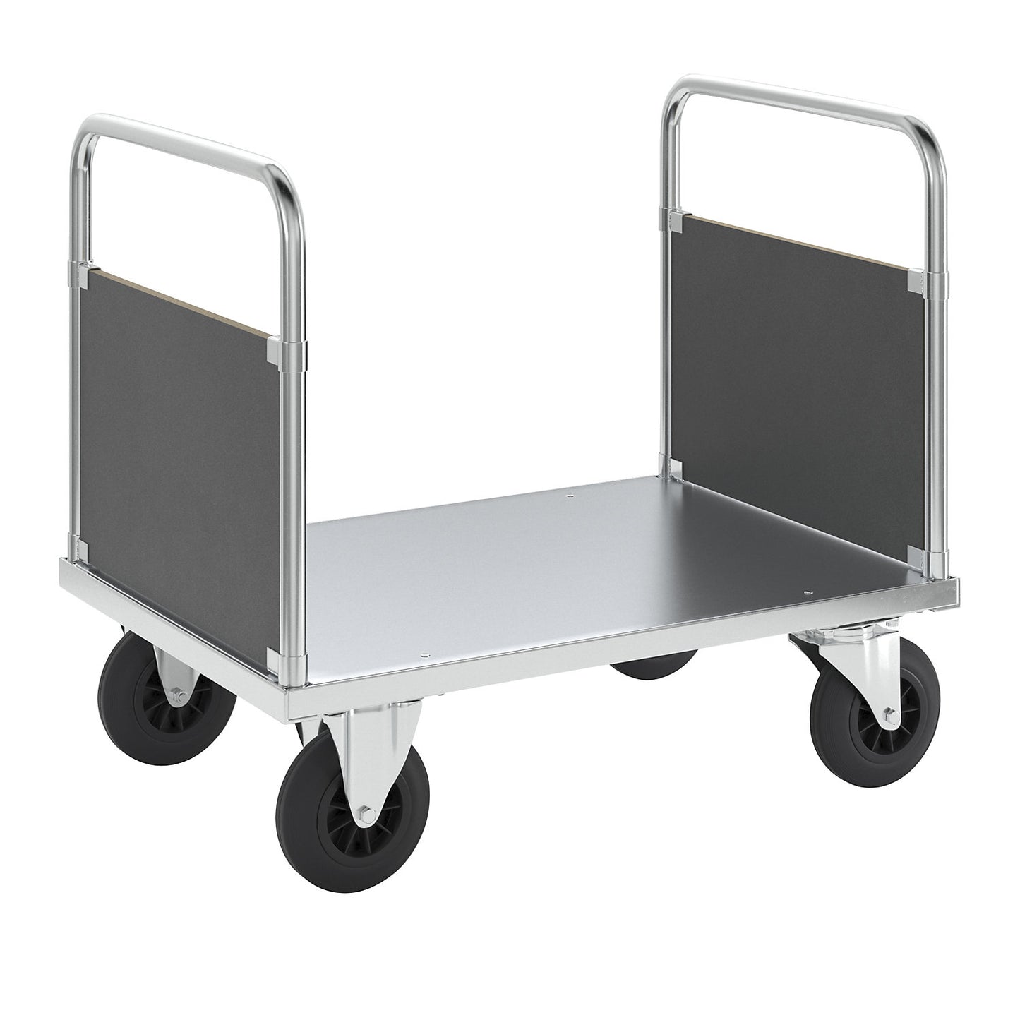Platform truck max. load 500 kg, with 2 end panels, LxWxH 1000 x 700 x 900 mm, without stop.