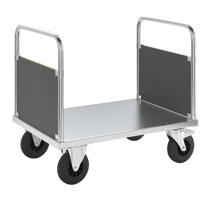Platform truck max. load 500 kg, with 2 end panels, LxWxH 1000 x 700 x 900 mm, with stop.