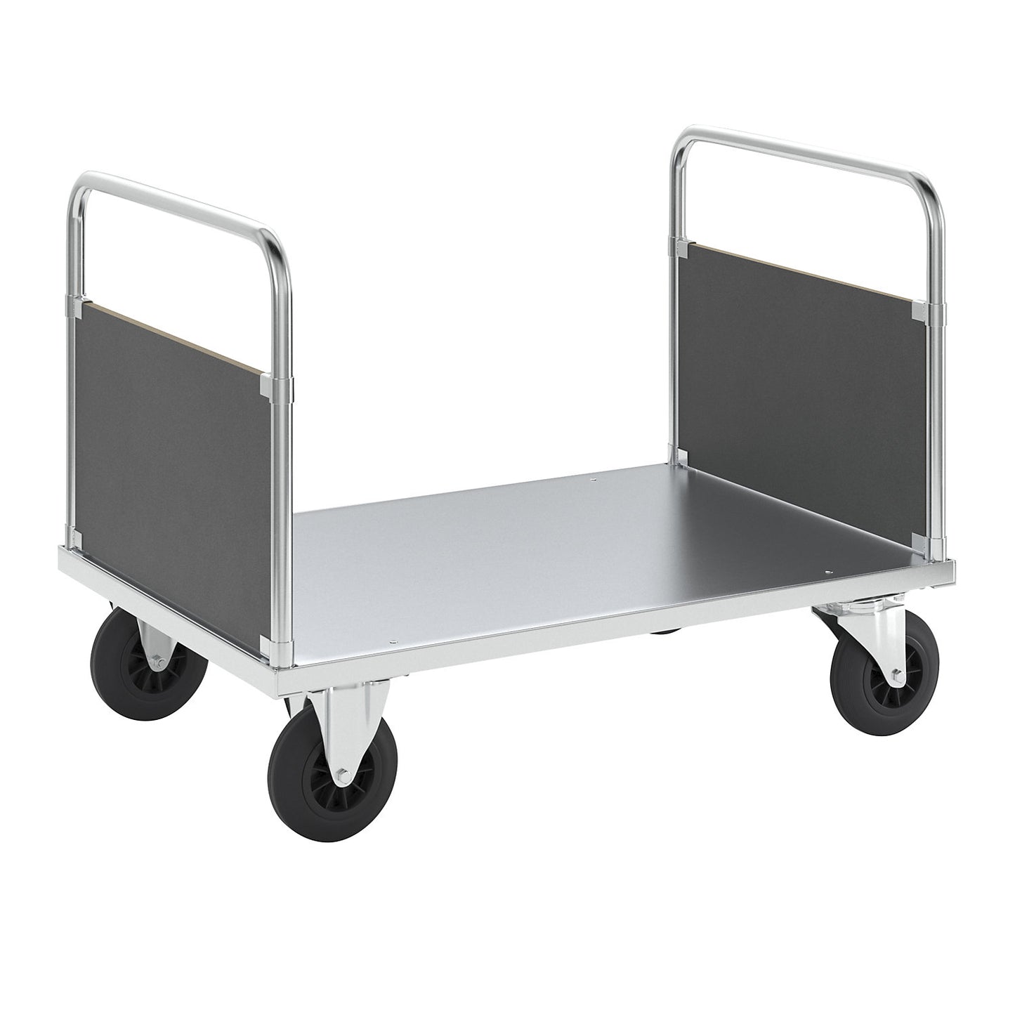 Platform truck max. load 500 kg, with 2 end panels, LxWxH 1200 x 800 x 900 mm, without stop.
