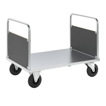 Platform truck max. load 500 kg, with 2 end panels, LxWxH 1200 x 800 x 900 mm, without stop.