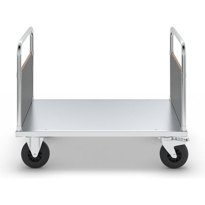 Platform truck max. load 500 kg, with 2 end panels, LxWxH 1200 x 800 x 900 mm, with stop.