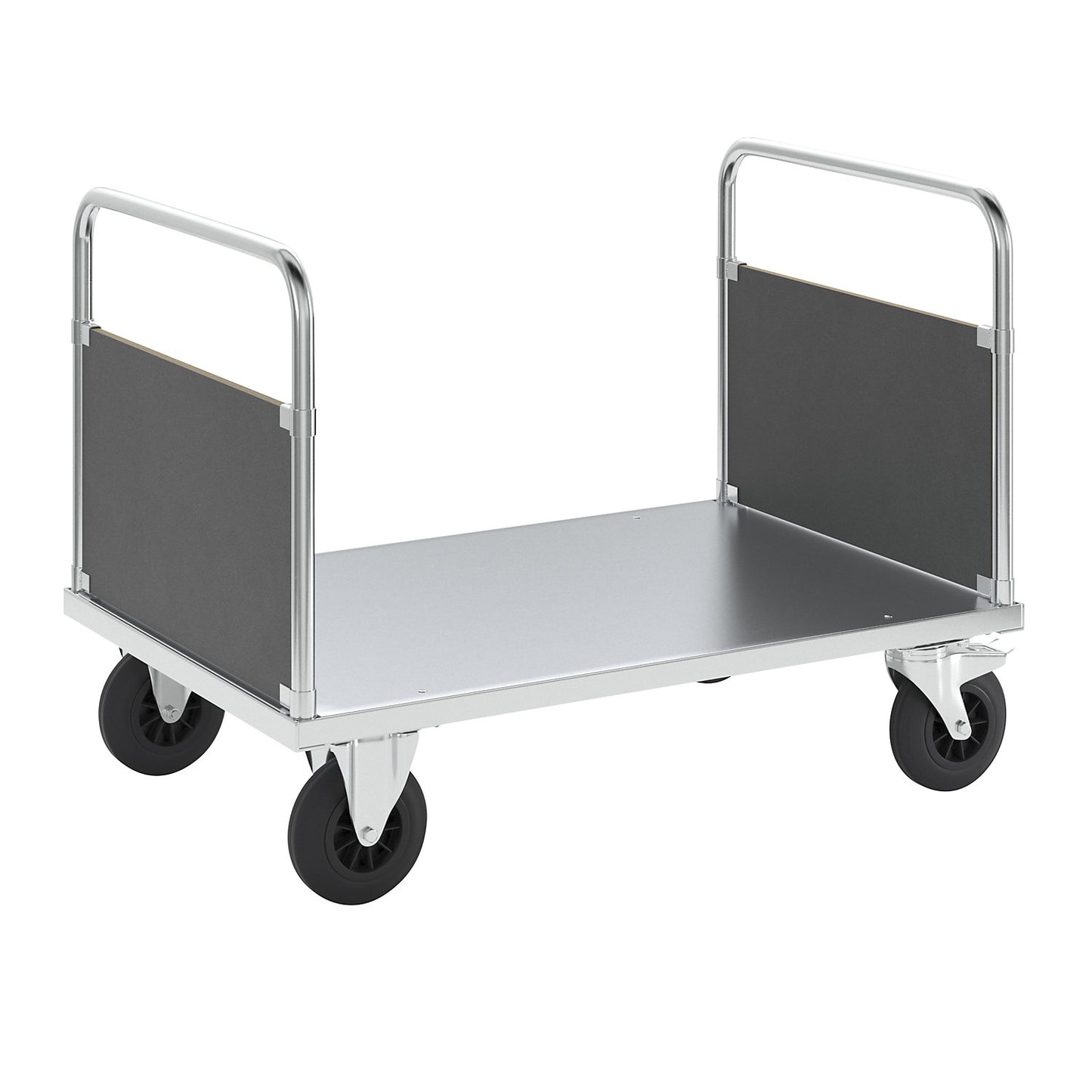 Platform truck max. load 500 kg, with 2 end panels, LxWxH 1200 x 800 x 900 mm, with stop.