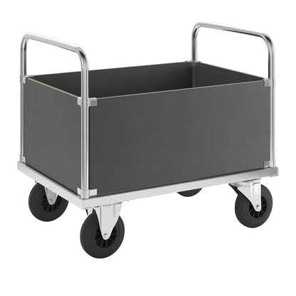 Platform truck max. load 500 kg, with 4 high side panels, LxWxH 1000 x 700 x 900 mm, without stop.