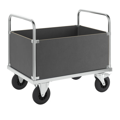Platform truck max. load 500 kg, with 4 high side panels, LxWxH 1000 x 700 x 900 mm, with stop.