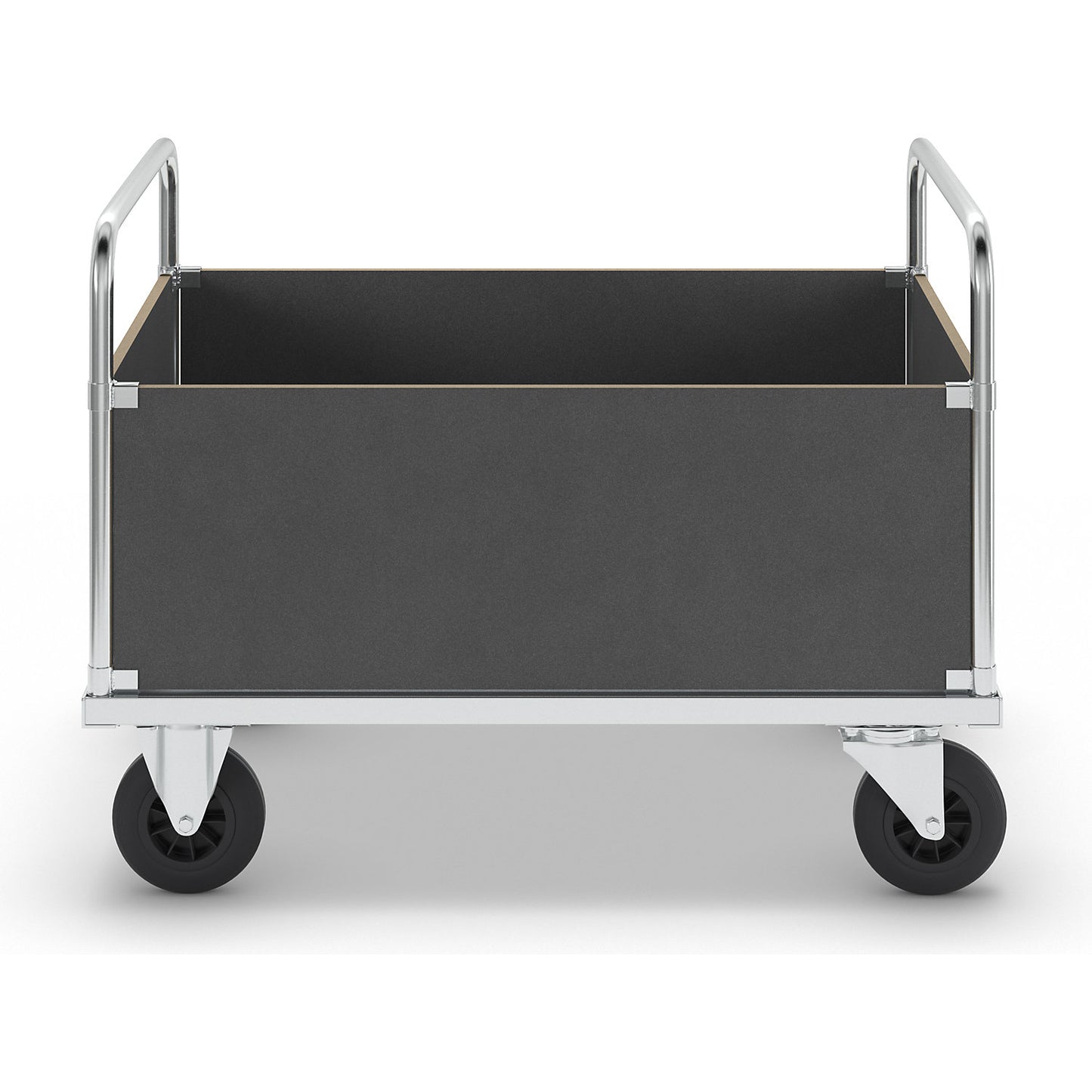 Platform truck max. load 500 kg, with 4 high side panels, LxWxH 1200 x 800 x 900 mm, without stop.