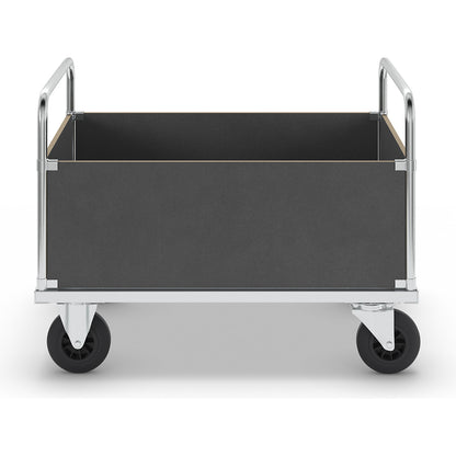 Platform truck max. load 500 kg, with 4 high side panels, LxWxH 1200 x 800 x 900 mm, without stop.
