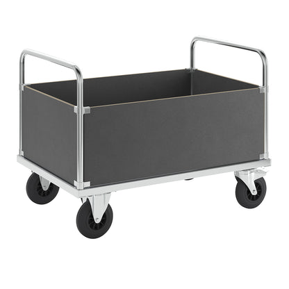Platform truck max. load 500 kg, with 4 high side panels, LxWxH 1200 x 800 x 900 mm, with stop.