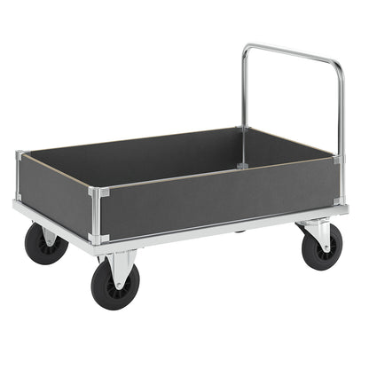 Platform truck max. load 500 kg, with 4 low side panels, LxWxH 1200 x 800 x 900 mm, without stop.