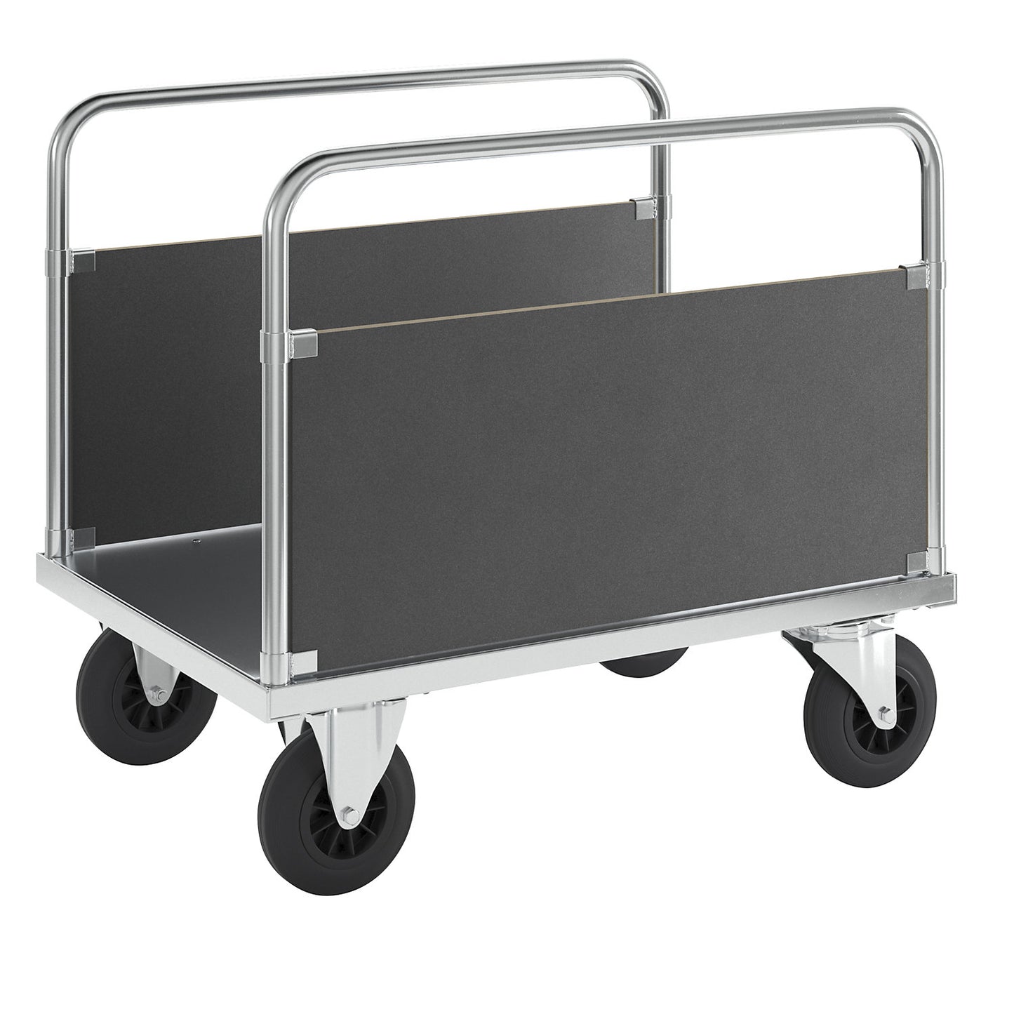 Platform truck max. load 500 kg, with 2 side panels, LxWxH 1000 x 700 x 900 mm, without stop.
