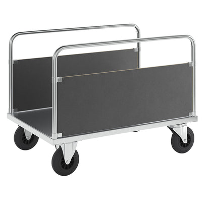 Platform truck max. load 500 kg, with 2 side panels, LxWxH 1200 x 800 x 900 mm, without stop.