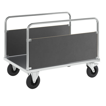 Platform truck max. load 500 kg, with 2 side panels, LxWxH 1200 x 800 x 900 mm, with stop.