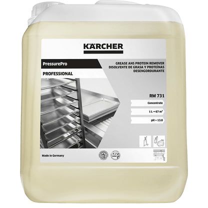 RM 731 grease and protein remover, capacity 5 l, for high pressure cleaners and manual cleaning.