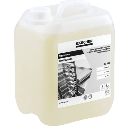 RM 731 grease and protein remover, capacity 5 l, for high pressure cleaners and manual cleaning.