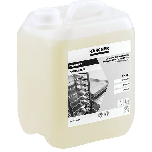 RM 731 grease and protein remover, capacity 5 l, for high pressure cleaners and manual cleaning.