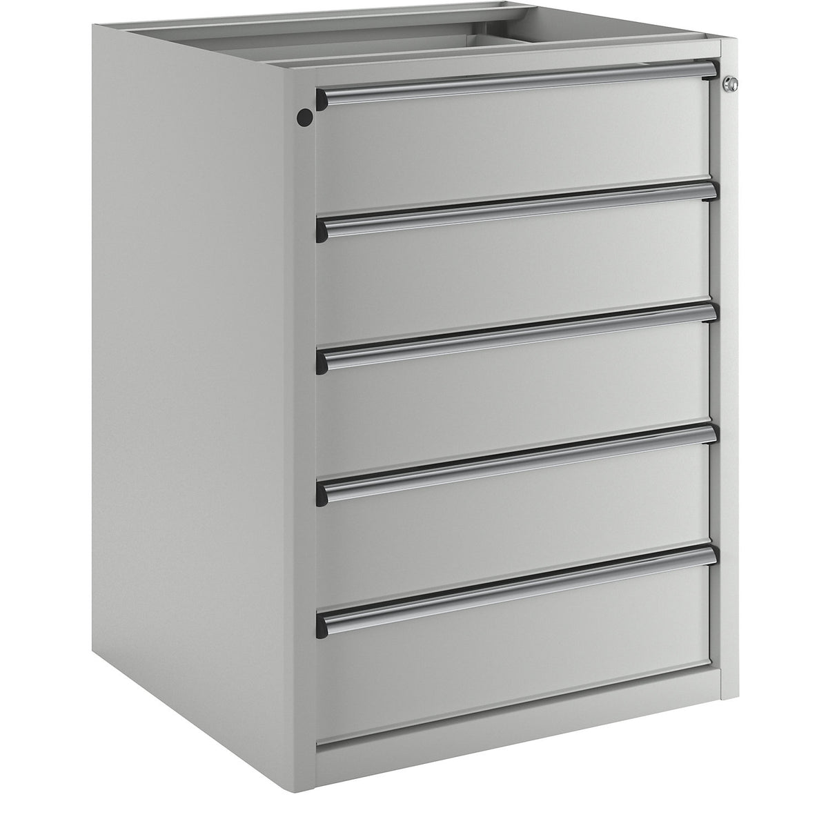 Drawer cupboard without worktop, width 760 mm, 5 drawers, front in light grey.