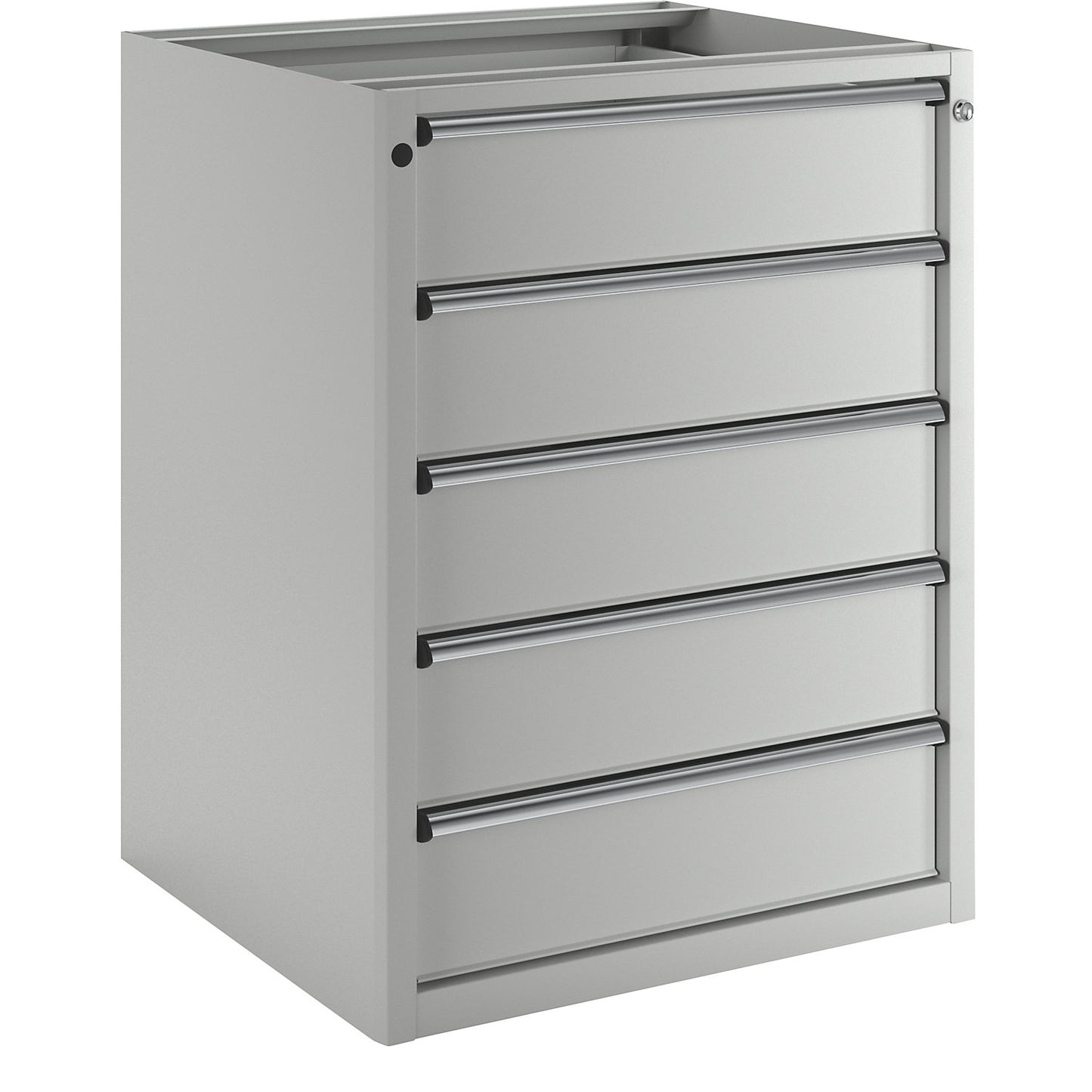 Drawer cupboard without worktop, width 760 mm, 5 drawers, front in light grey.