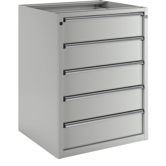 Drawer cupboard without worktop, width 760 mm, 5 drawers, front in light grey.