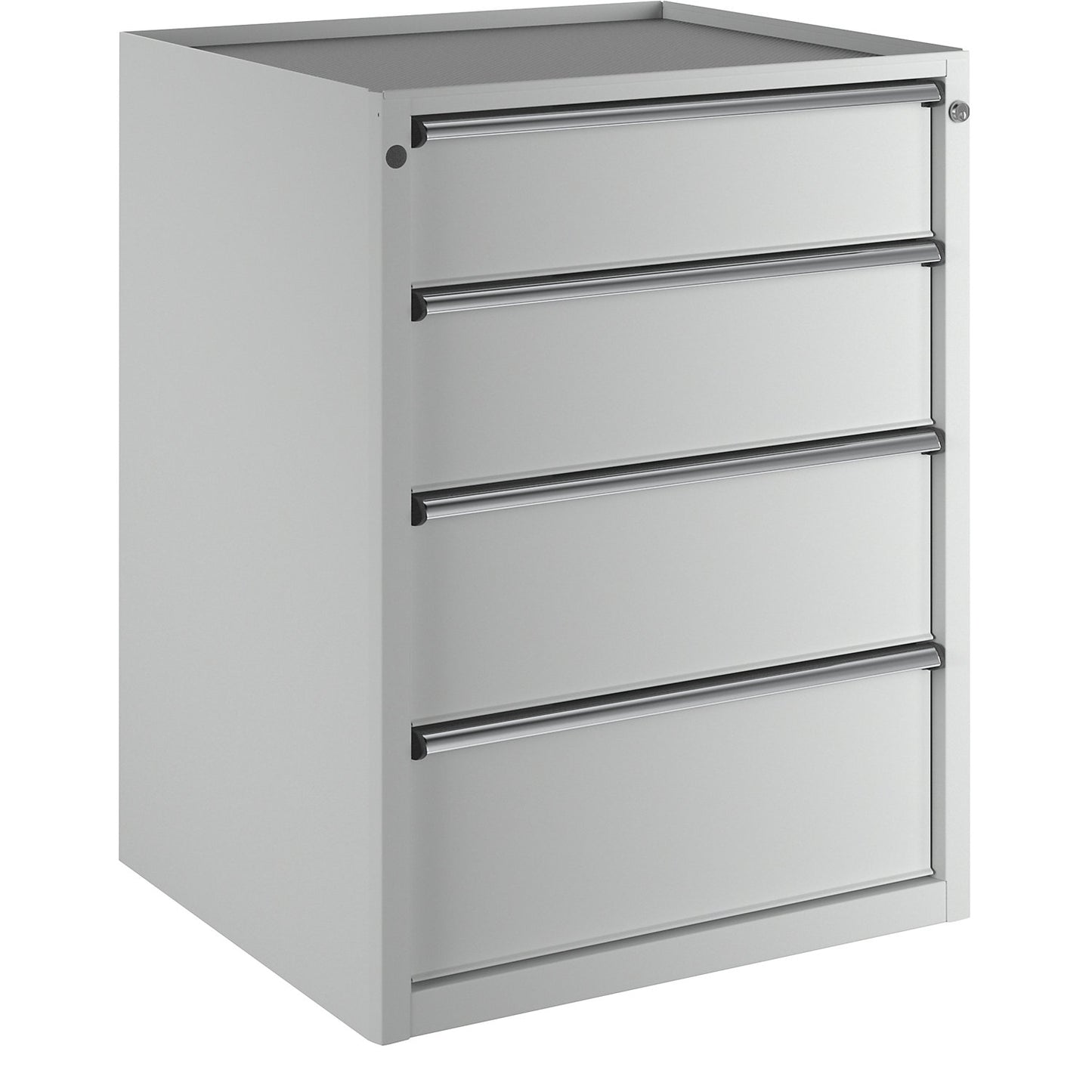 Drawer cupboard, WxD 760 x 675 mm, max. drawer load 100 kg, 4 drawers, height 980 mm, front in light grey.