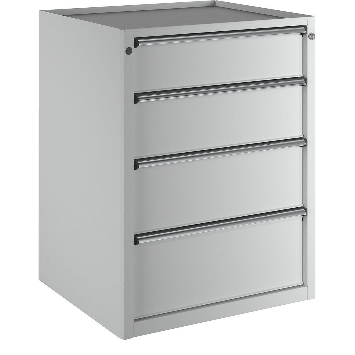 Drawer cupboard, WxD 760 x 675 mm, max. drawer load 200 kg, 4 drawers, height 980 mm, front in light grey.