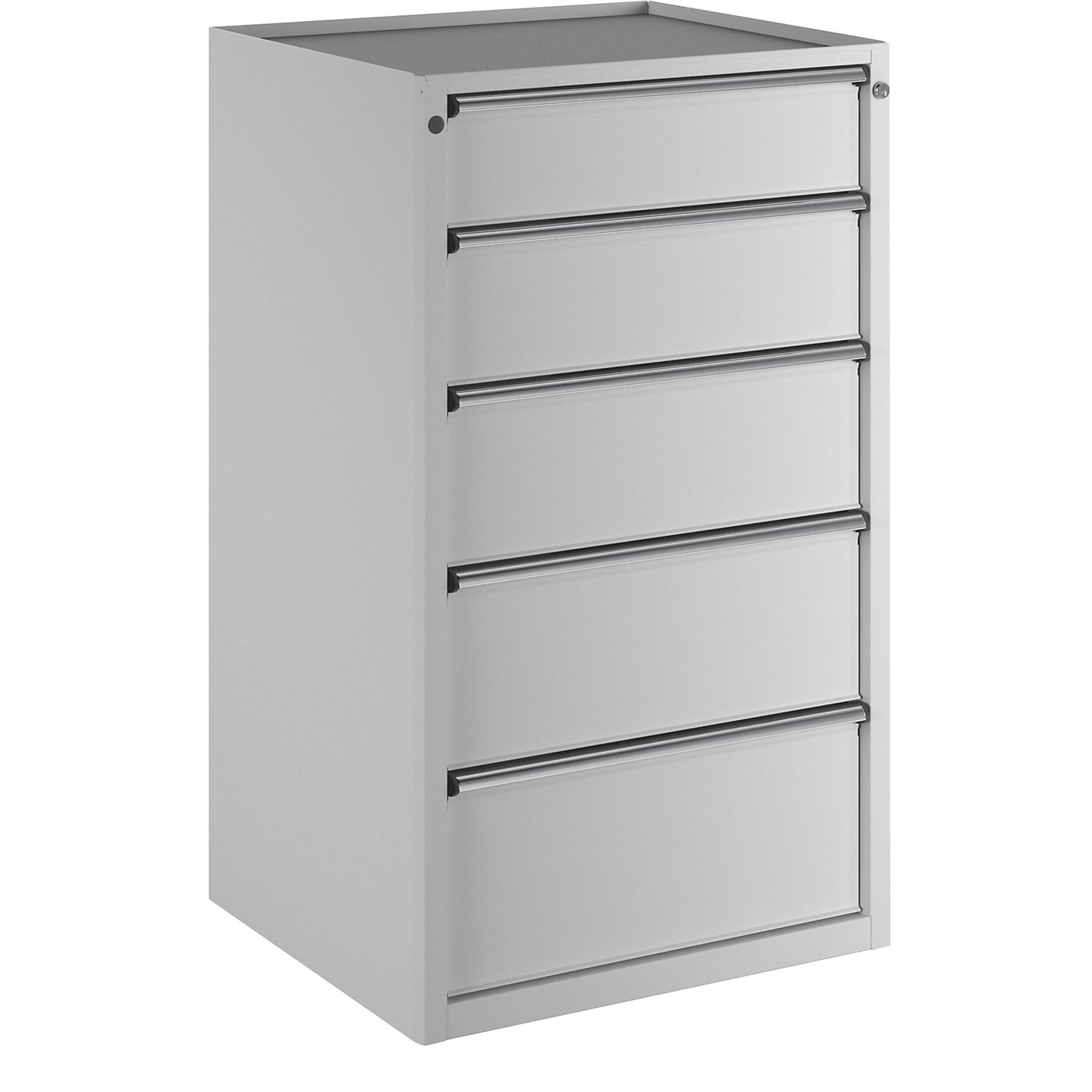 Drawer cupboard, WxD 760 x 675 mm, max. drawer load 100 kg, 5 drawers, height 1280 mm, front in light grey.