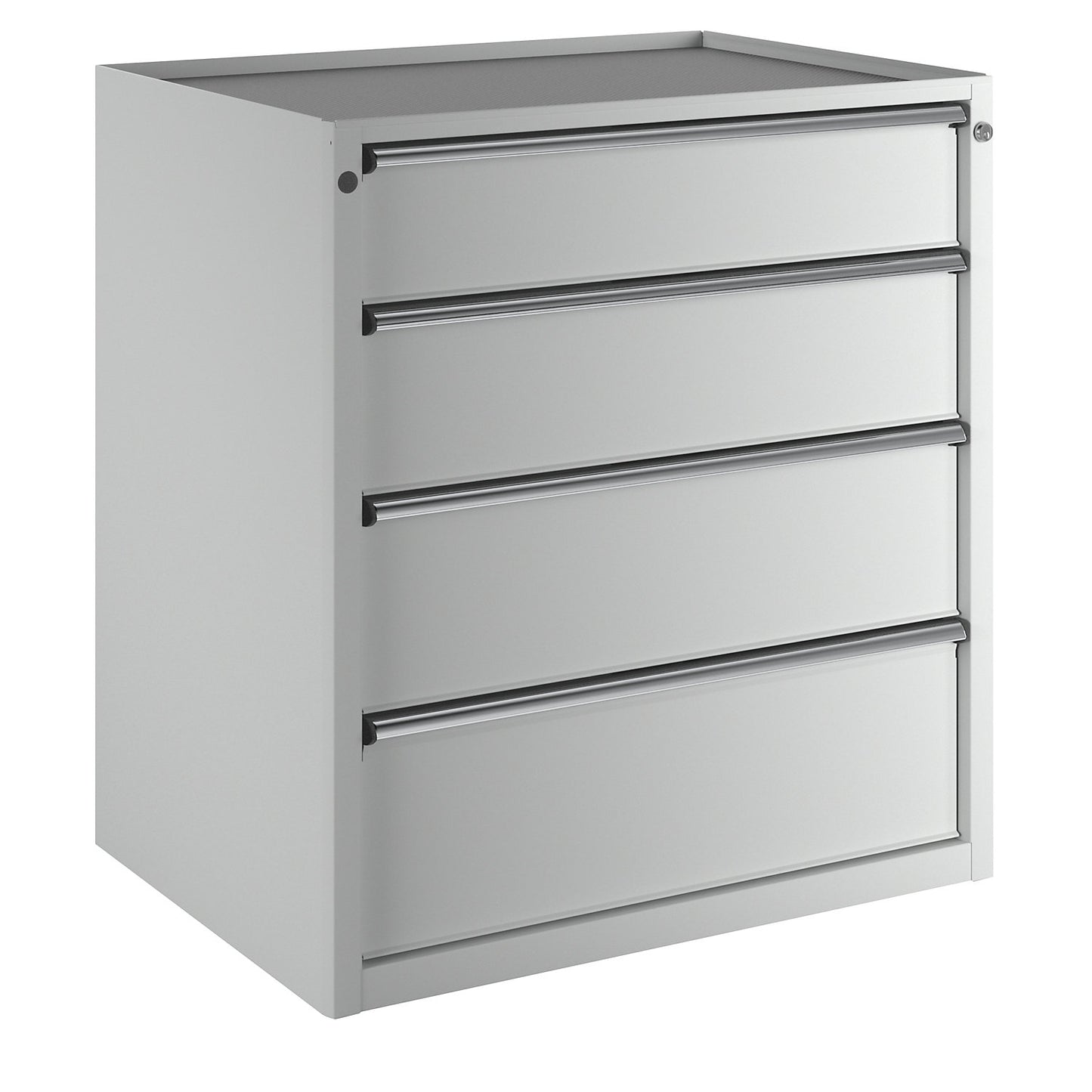 Drawer cupboard, WxD 910 x 675 mm, max. drawer load 200 kg, 4 drawers, height 980 mm, front in light grey.