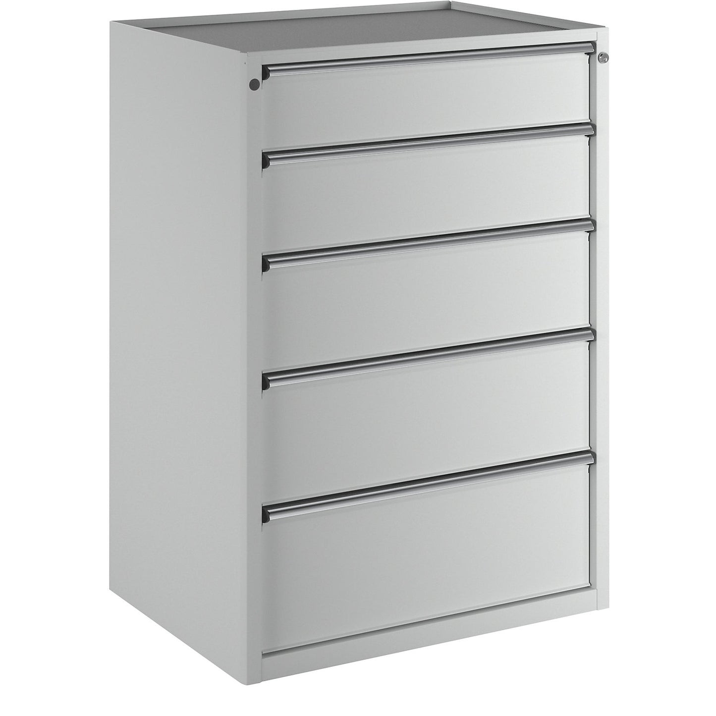 Drawer cupboard, WxD 910 x 675 mm, max. drawer load 100 kg, 5 drawers, height 1280 mm, front in light grey.