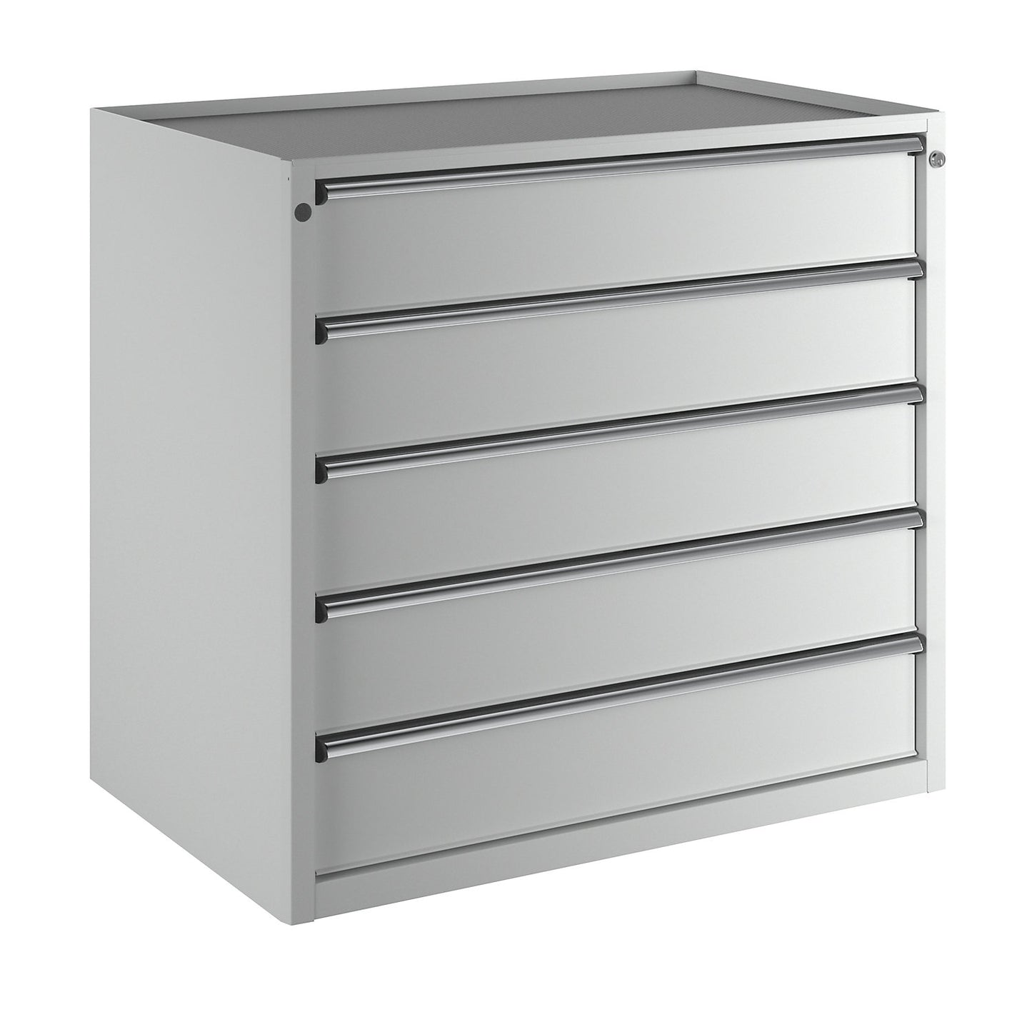 Drawer cupboard, WxD 1060 x 675 mm, max. drawer load 100 kg, 5 drawers, height 980 mm, front in light grey.
