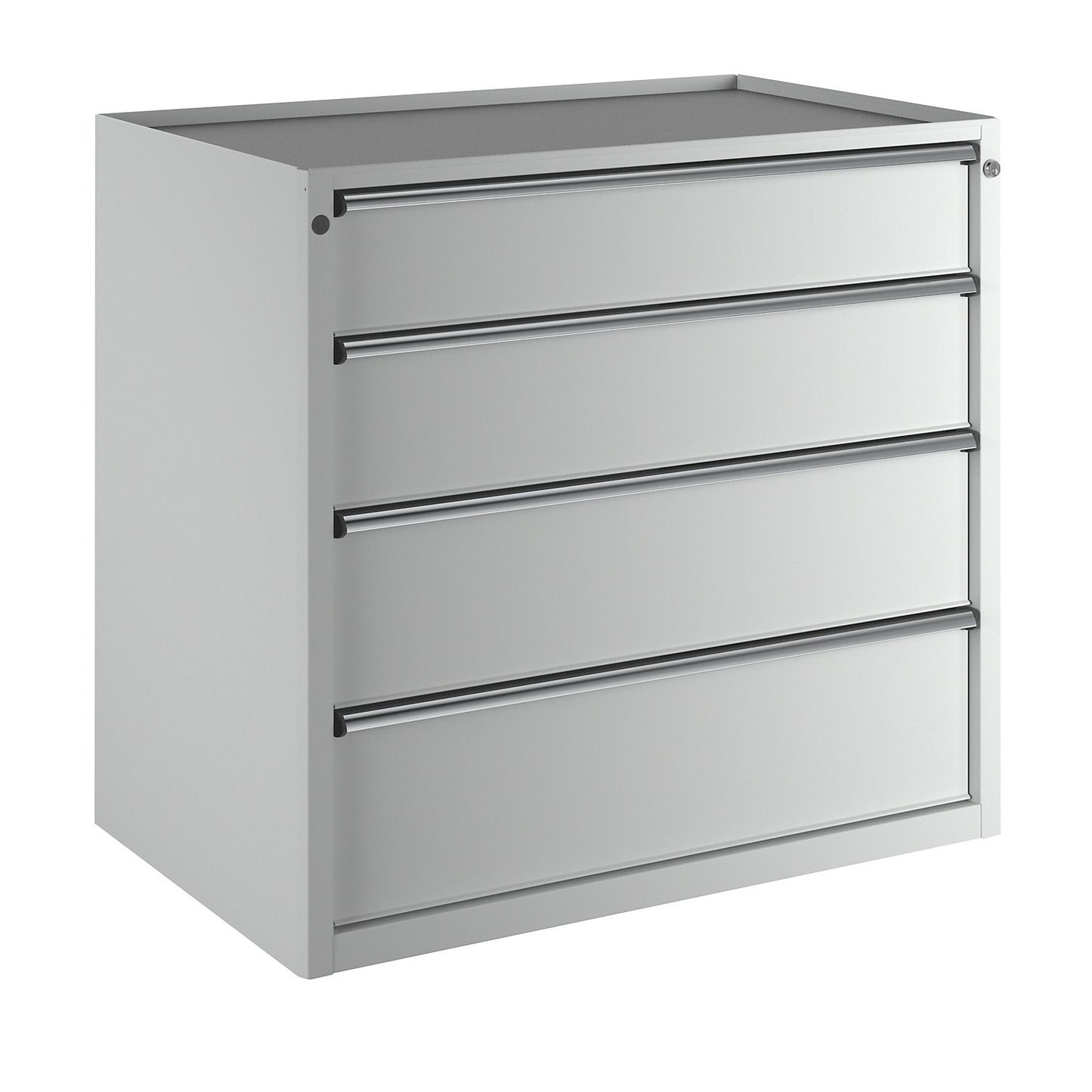 Drawer cupboard, WxD 1060 x 675 mm, max. drawer load 100 kg, 4 drawers, height 980 mm, front in light grey.