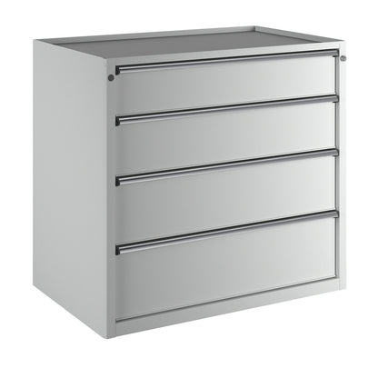 Drawer cupboard, WxD 1060 x 675 mm, max. drawer load 100 kg, 4 drawers, height 980 mm, front in light grey.
