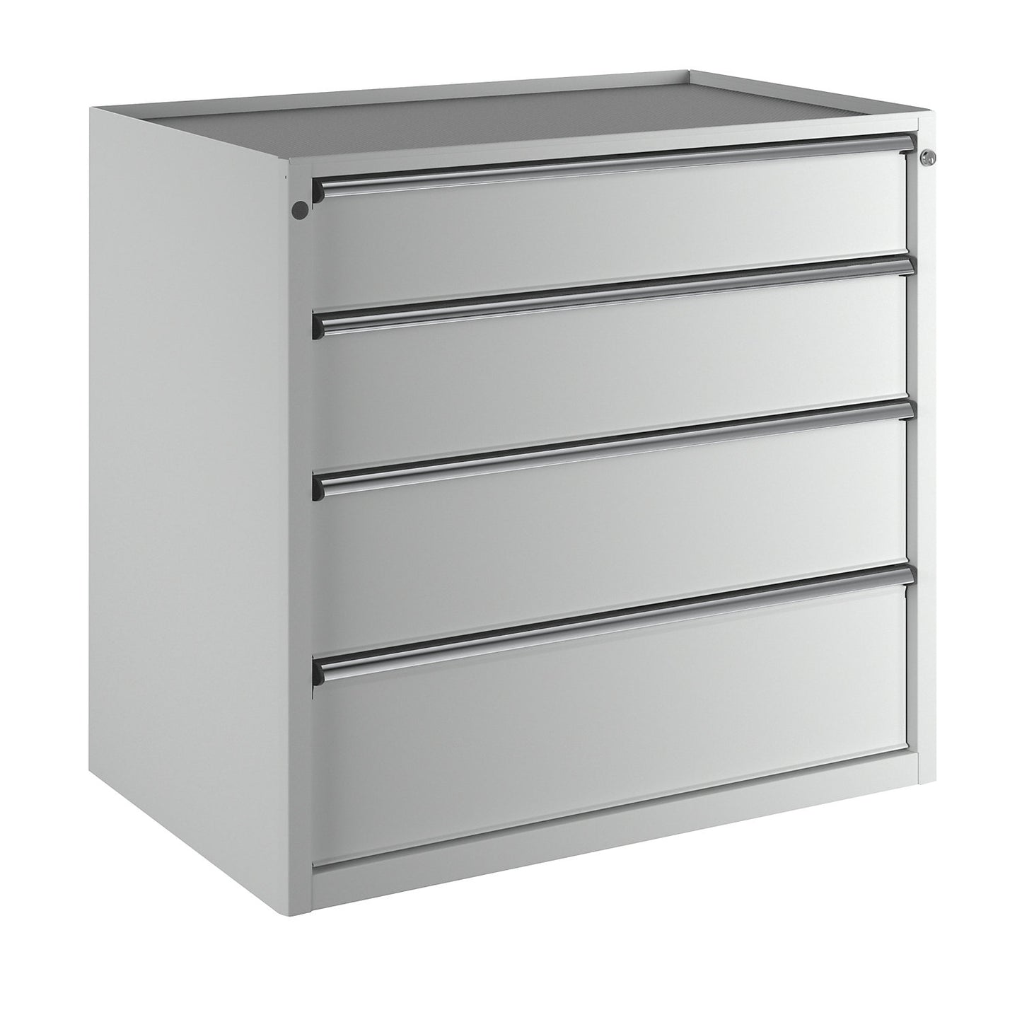 Drawer cupboard, WxD 1060 x 675 mm, max. drawer load 200 kg, 4 drawers, height 980 mm, front in light grey.