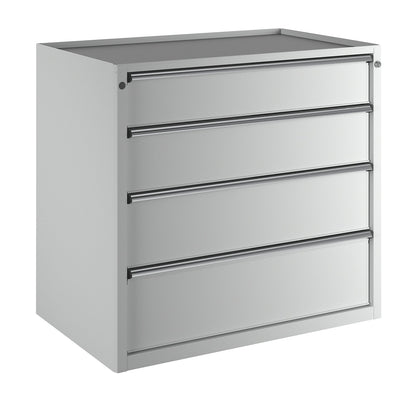Drawer cupboard, WxD 1060 x 675 mm, max. drawer load 200 kg, 4 drawers, height 980 mm, front in light grey.