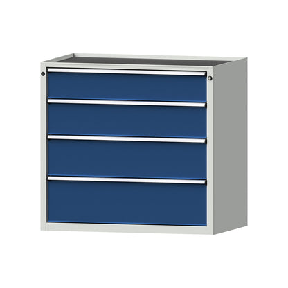 Drawer cupboard, WxD 1060 x 675 mm, max. drawer load 100 kg, 4 drawers, height 980 mm, front in gentian blue.