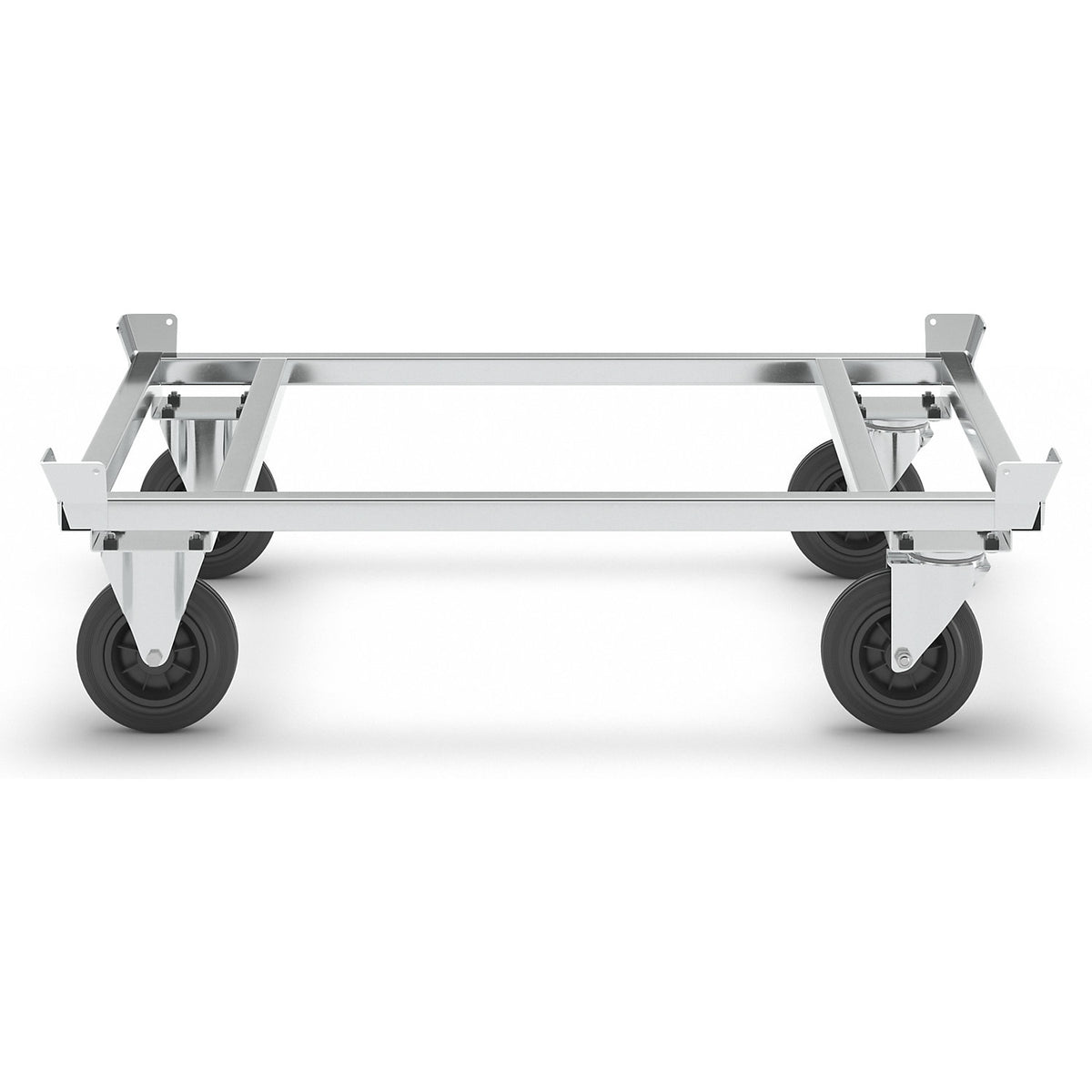 Pallet dolly, zinc plated, height 355 mm, without stops.
