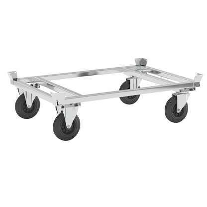 Pallet dolly, zinc plated, height 355 mm, without stops.