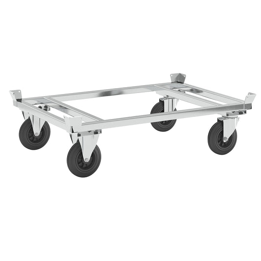 Pallet dolly, zinc plated, height 355 mm, without stops.