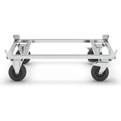 Pallet dolly, zinc plated, height 355 mm, with stops.