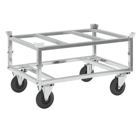 Pallet dolly, zinc plated, height 700 mm, without stops.