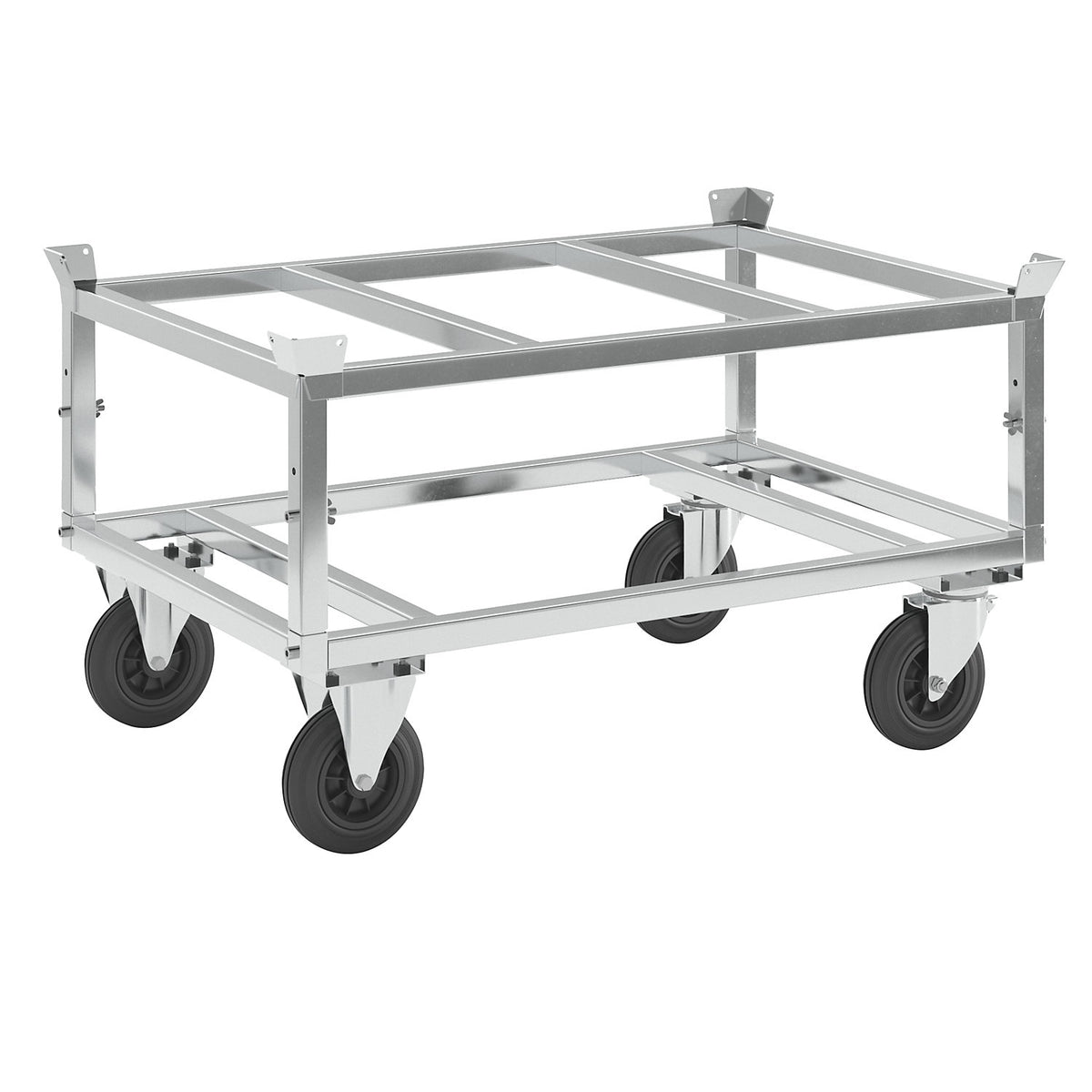 Pallet dolly, zinc plated, height 655 - 835 mm, without stops.