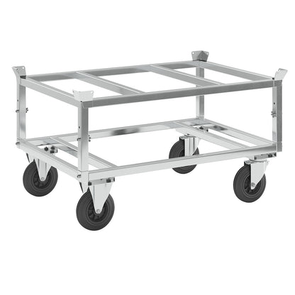 Pallet dolly, zinc plated, height 655 - 835 mm, without stops.