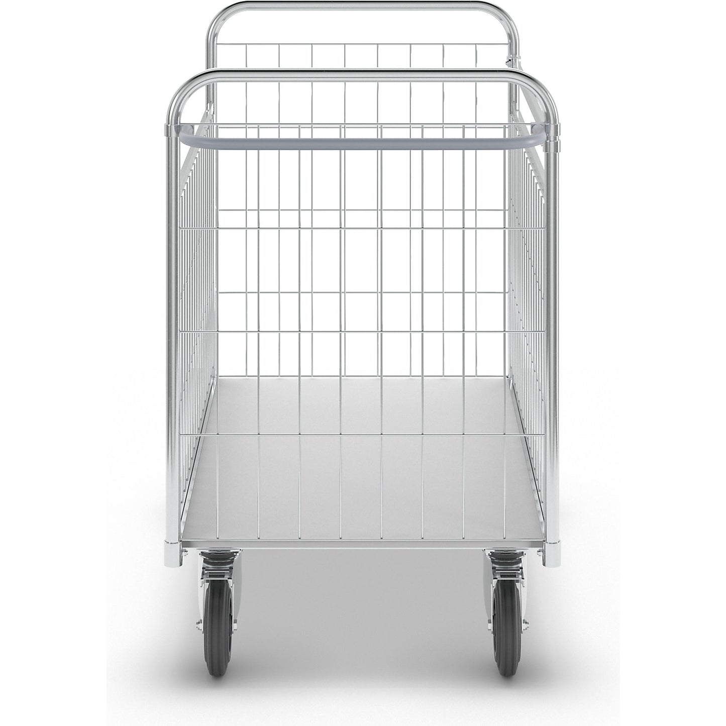 Zinc plated parcel trolley, HxWxD 1025 x 1190 x 650 mm, with stops.