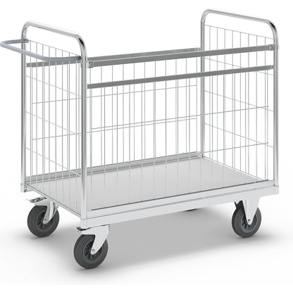 Zinc plated parcel trolley, HxWxD 1025 x 1190 x 650 mm, with stops.