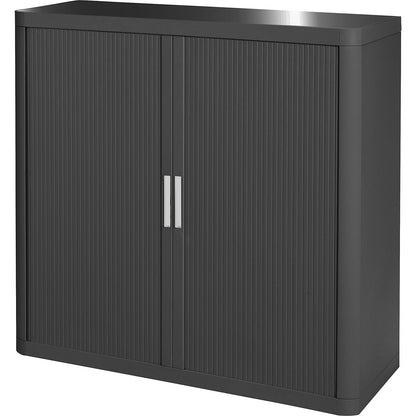 easyOffice® roller shutter cupboard, 2 shelves, height 1040 mm, charcoal / charcoal.