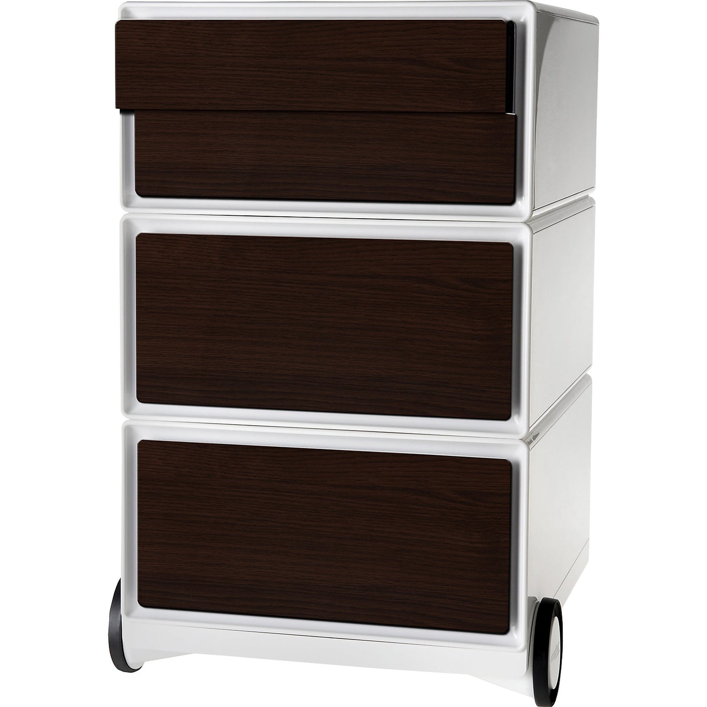 easyBox® mobile pedestal, 2 drawers, 2 flat drawers, white / wenge.