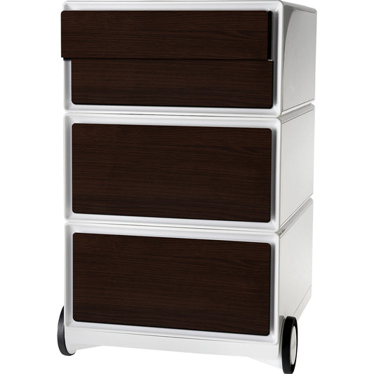 easyBox® mobile pedestal, 2 drawers, 2 flat drawers, white / wenge.