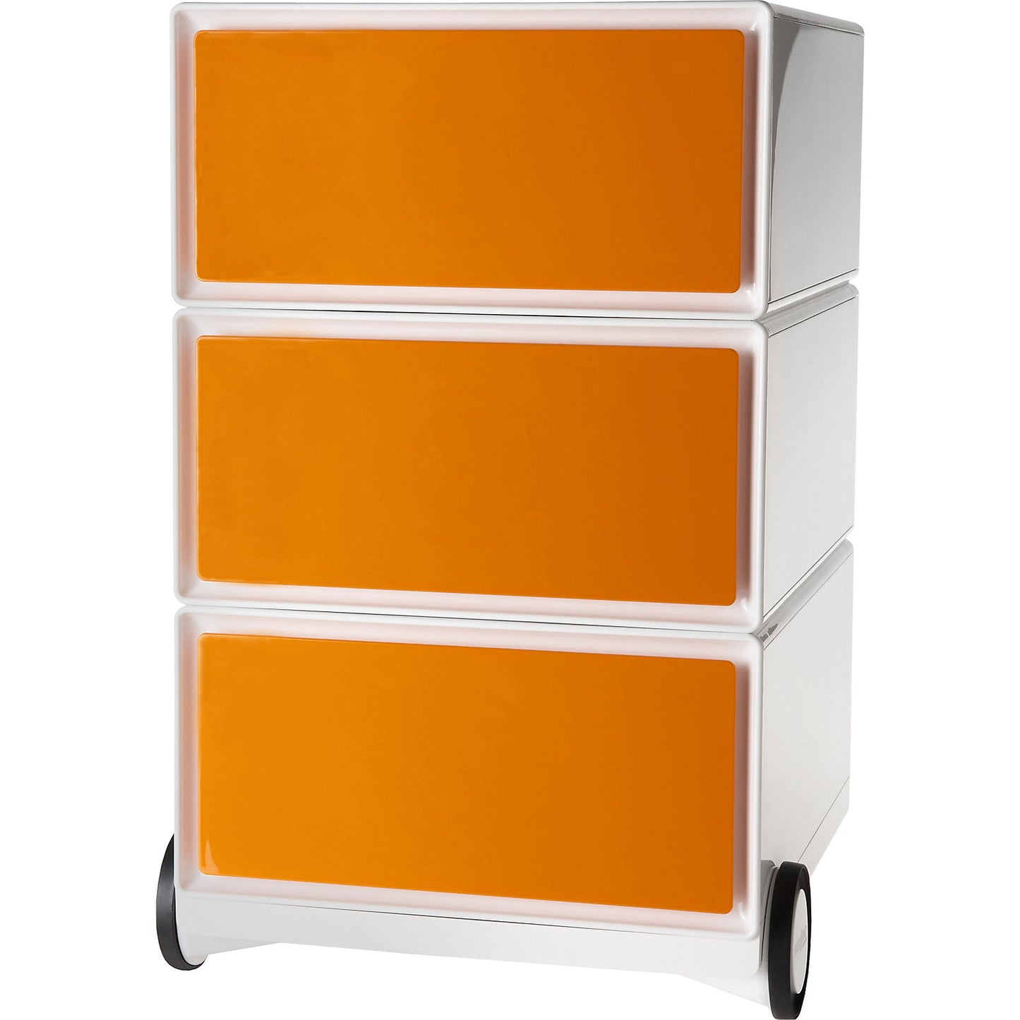 easyBox® mobile pedestal, 3 drawers, white / orange.