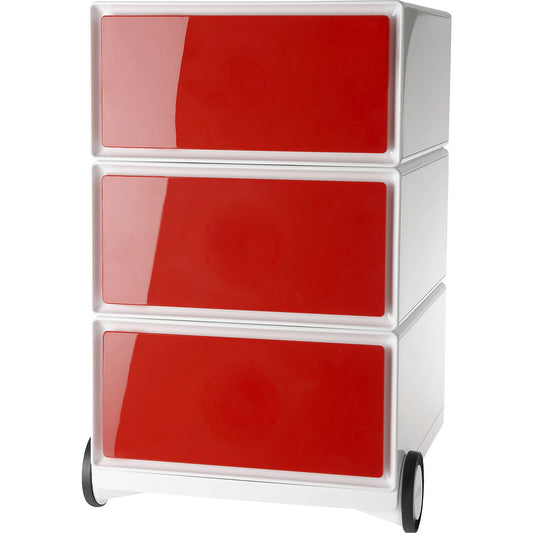 easyBox® mobile pedestal, 3 drawers, white / red.