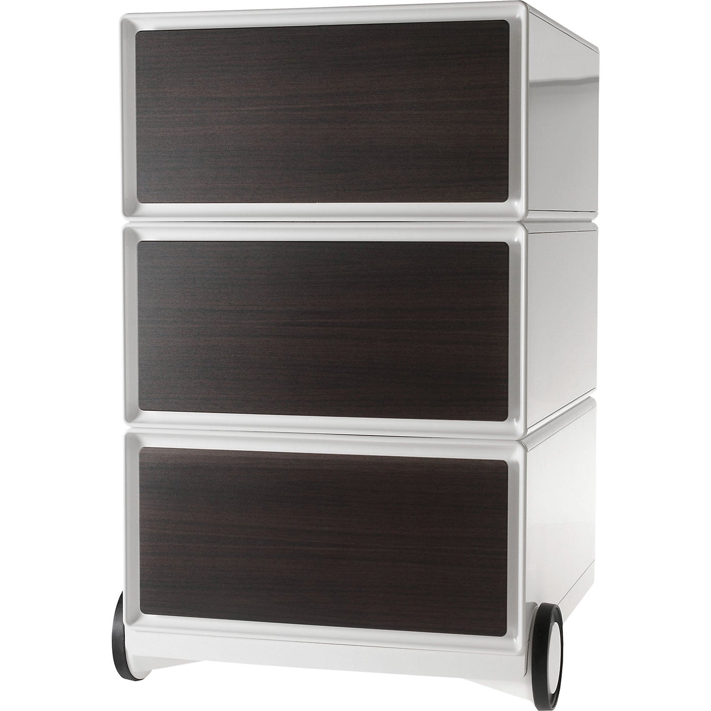 easyBox® mobile pedestal, 3 drawers, white / wenge.