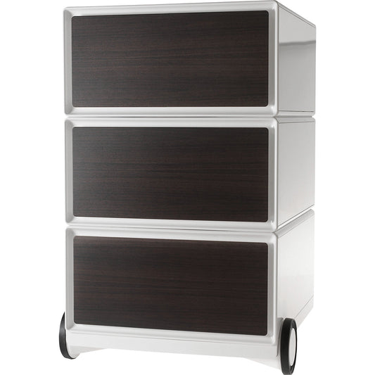 easyBox® mobile pedestal, 3 drawers, white / wenge.