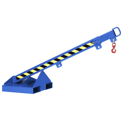 Load arm with rotating swivel hook, gentian blue RAL 5010, inclination 25°, telescopic, max. load 1000 kg.